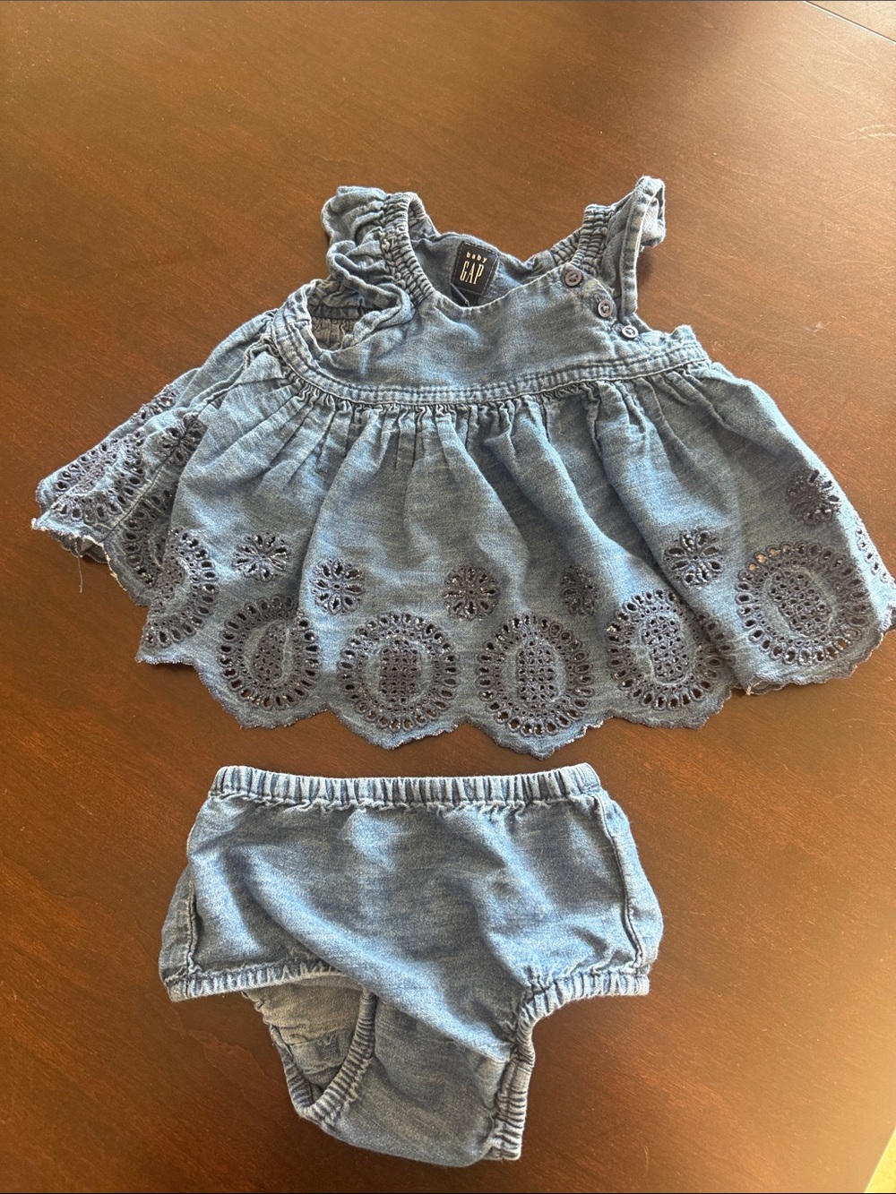 GAP darkwash jean Chambray Eyelet Dress with Bloomers